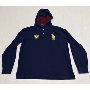 Polo Ralph Lauren Hooded Polo LS Shirt Men’s Large Missing Drawstring EUC